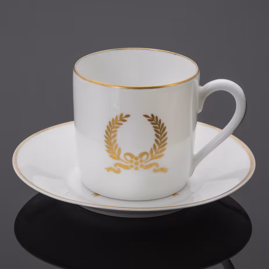 Кофейная  пара с декором в виде лаврового венка, Porcelaine de Paris