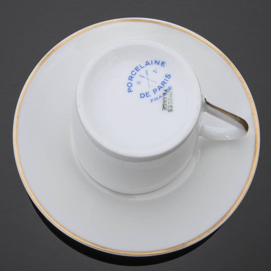 Кофейная  пара с декором в виде лаврового венка, Porcelaine de Paris