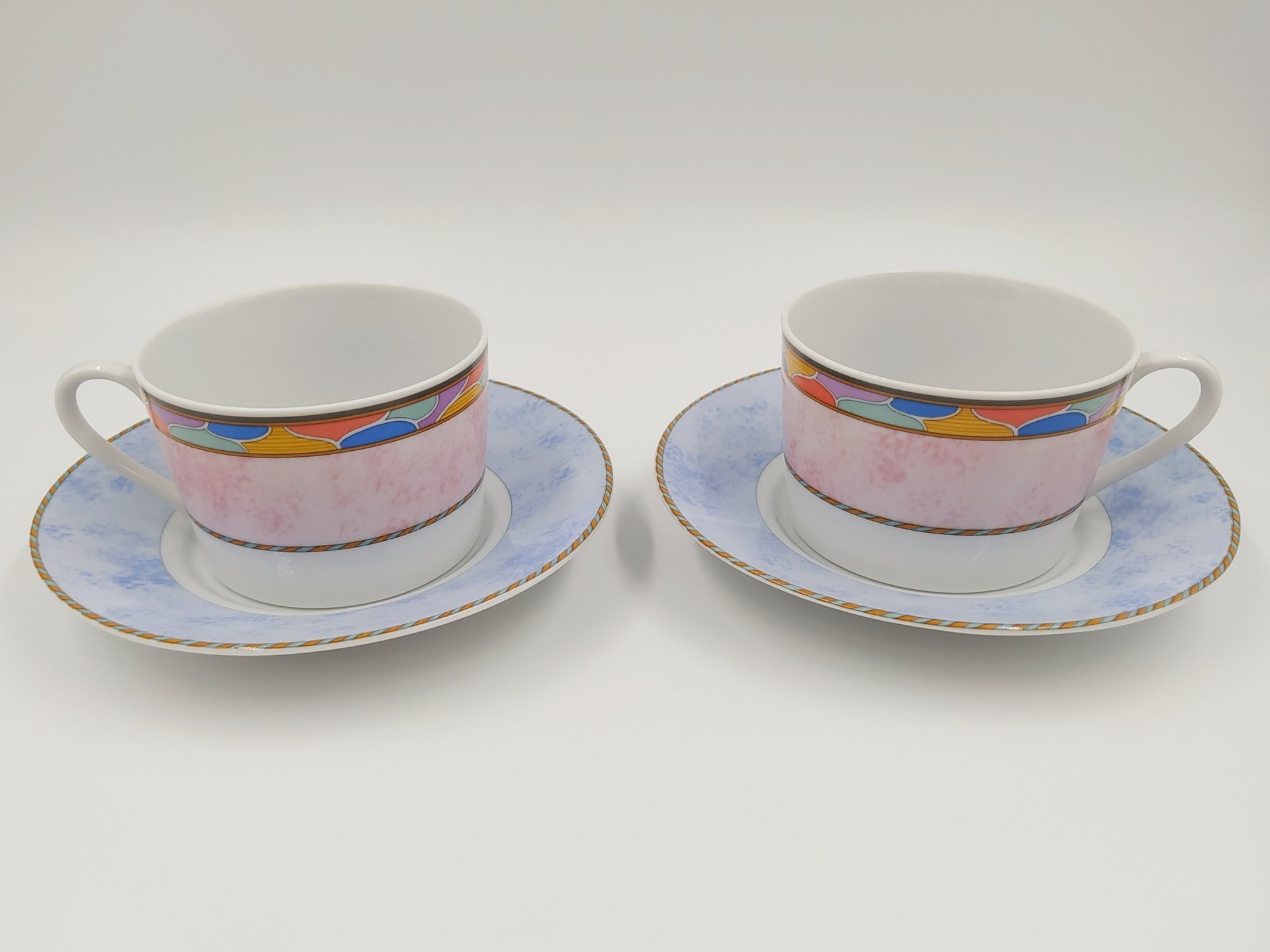 Набор из двух чайных пар в бело-голубой гамме, "АМС"