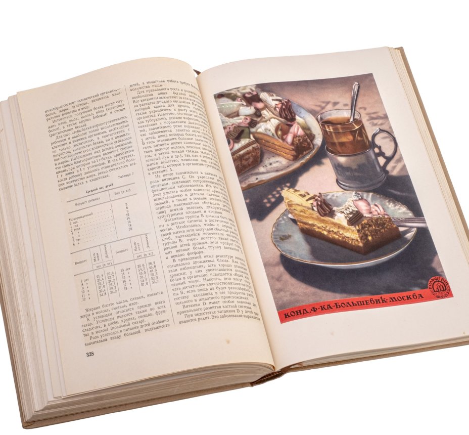 "Книга о вкусной и здоровой пище", бумага, печать, лидерин, тиснение, "Пищепромиздат", Москва, СССР, 1953 г.