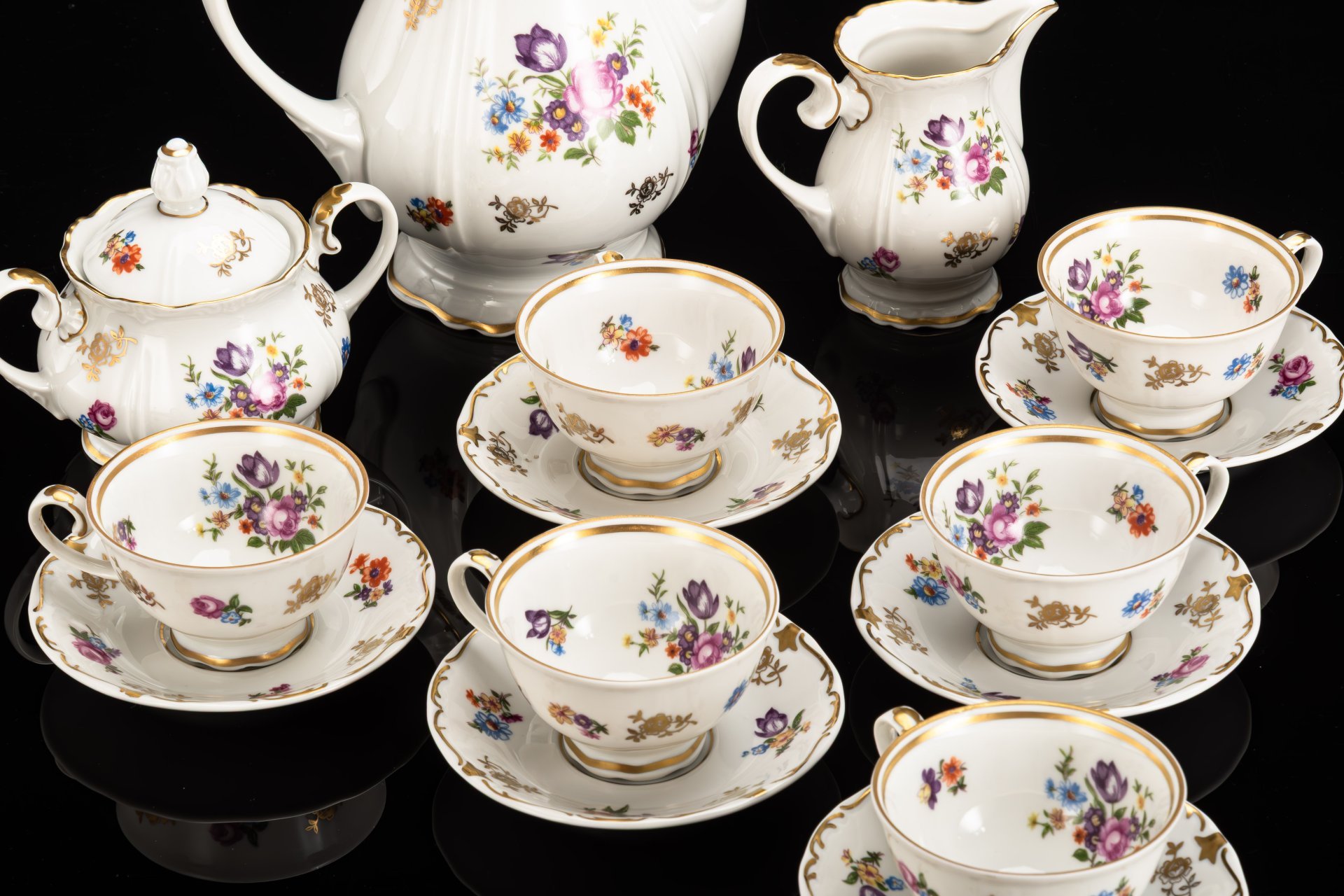 Сервиз кофейный на 6 персон "Мейсенский букет" (15 предметов)