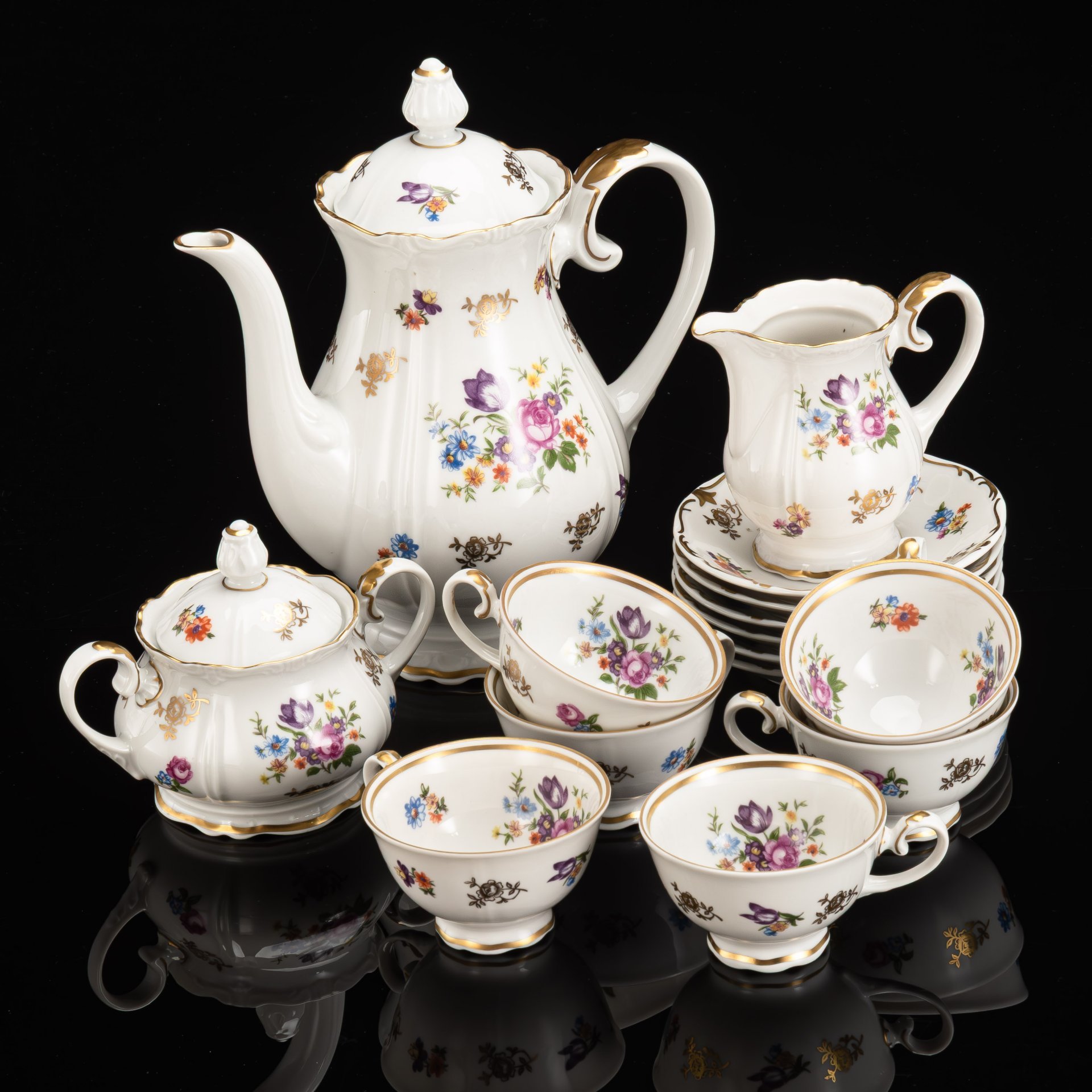 Сервиз кофейный на 6 персон "Мейсенский букет" (15 предметов)