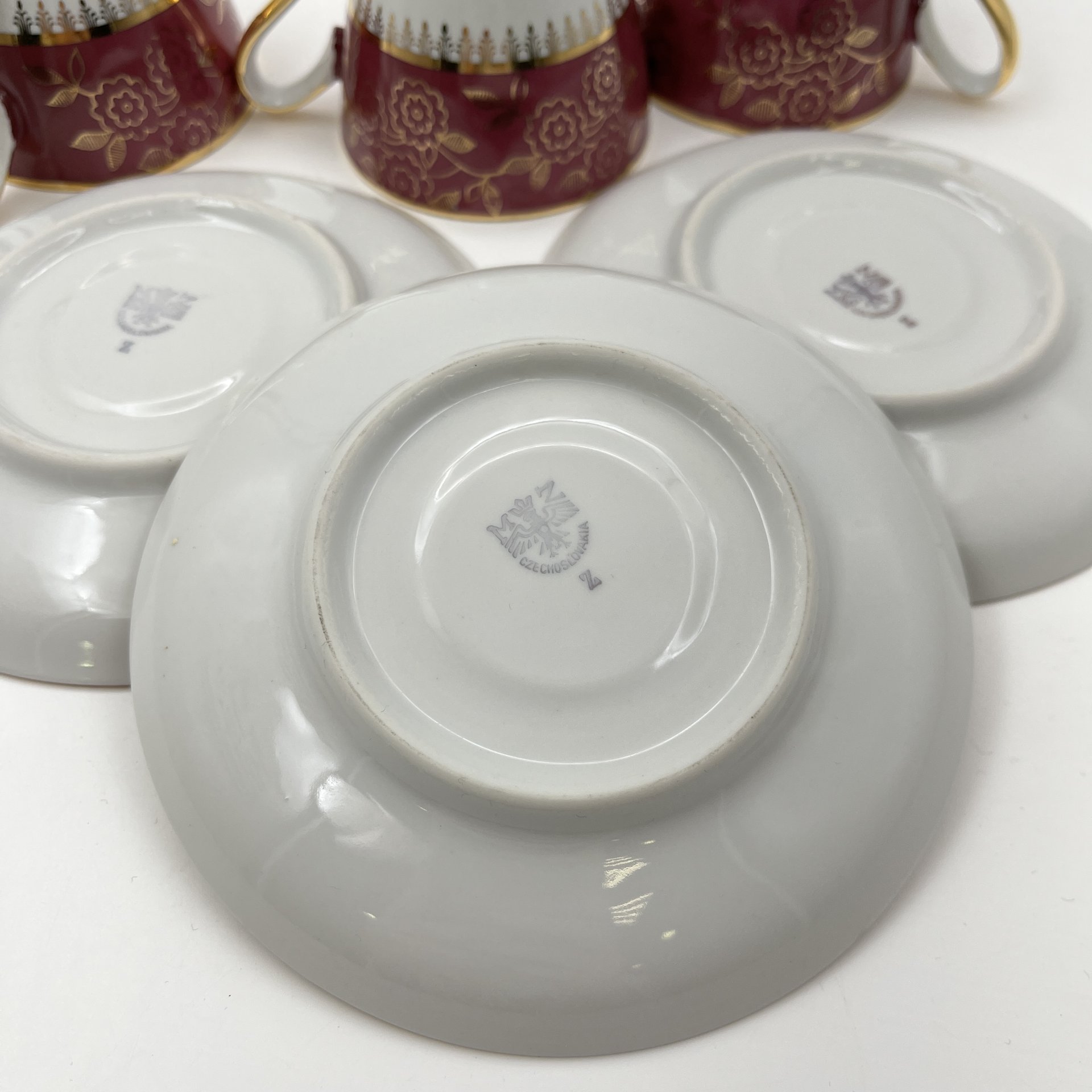 Сервиз кофейный с цветочным декором на 3 персоны (9 предметов), фарфор, крытье, золочение, Moritz Zdekauer (MZ), Чехословакия, 1960-1980 гг.