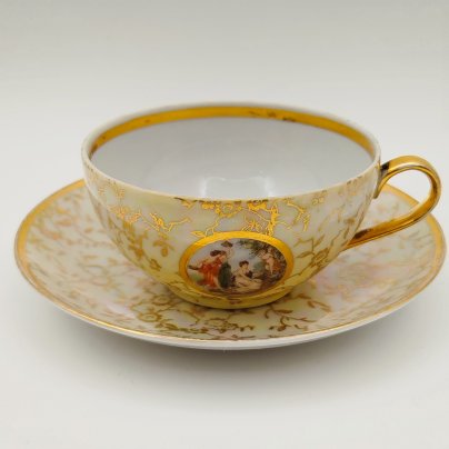 Чайная пара из сервиза "Мадонна", Carl Alberti, фарфор, крытье, деколь, золочение, Германия, 1945-1954 гг.
