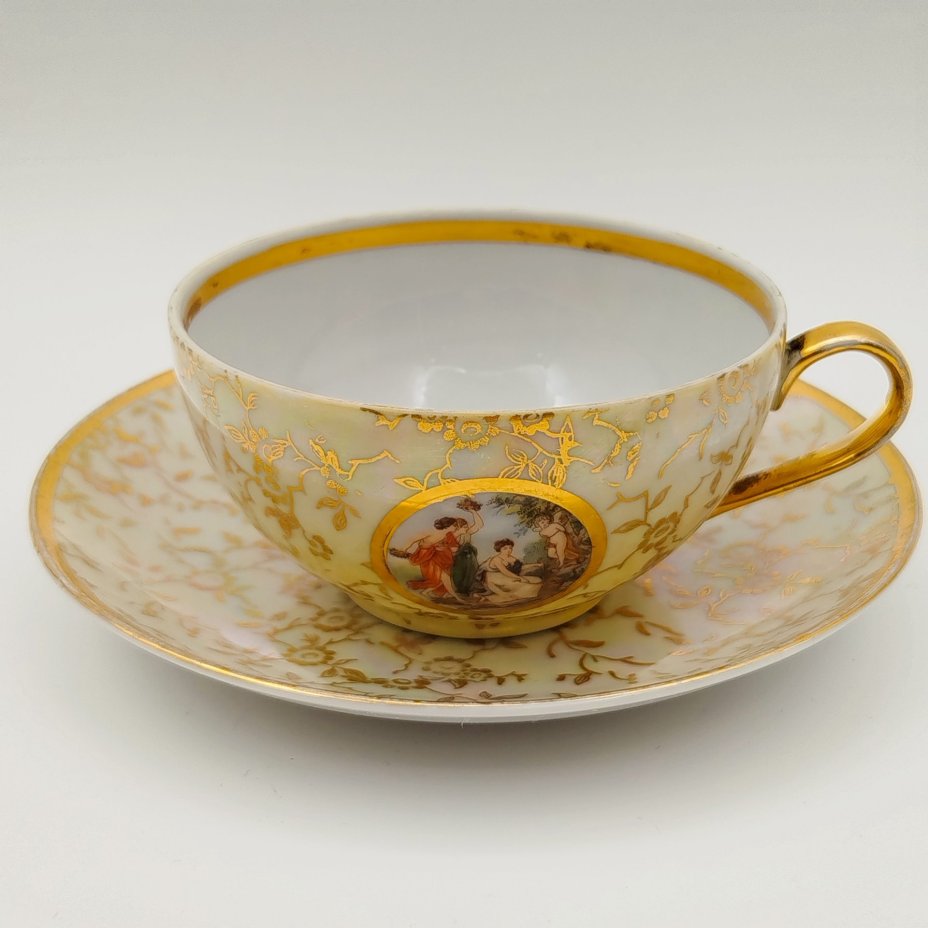 Чайная пара из сервиза "Мадонна", Carl Alberti, фарфор, крытье, деколь, золочение, Германия, 1945-1954 гг.