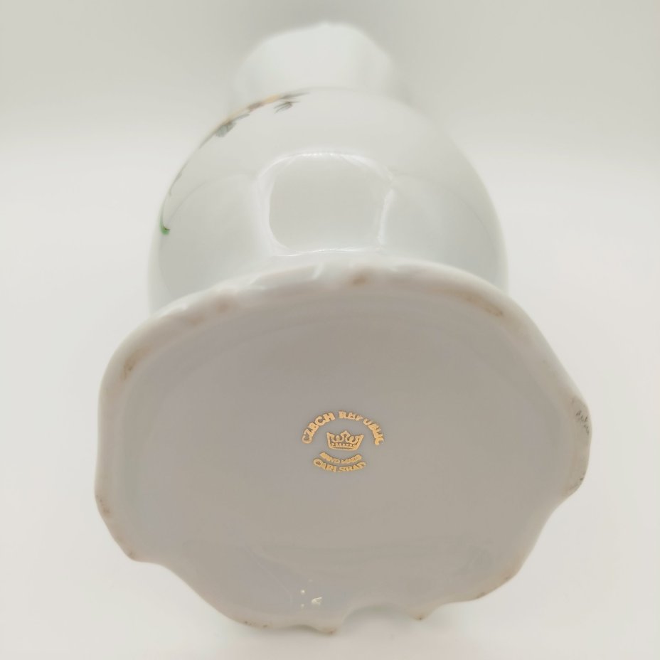 Ваза вытянутой формы "Мейсенский букет", фарфор, деколь, золочение, Carlsbad, Чехия, 1990-2000 гг.