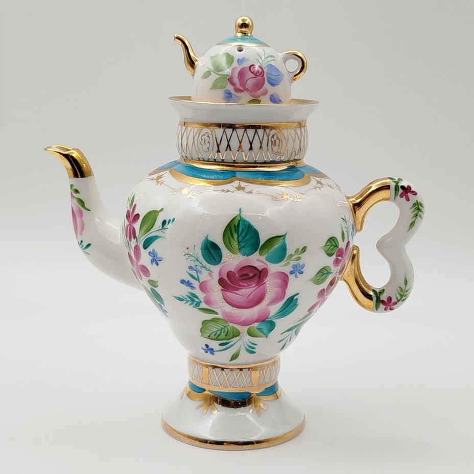 Чайник заварочный "Светлый день" форма "Самоварчик", автор формы Беспалова-Михалева Т.Н., автор рисунка Семенова А.Н