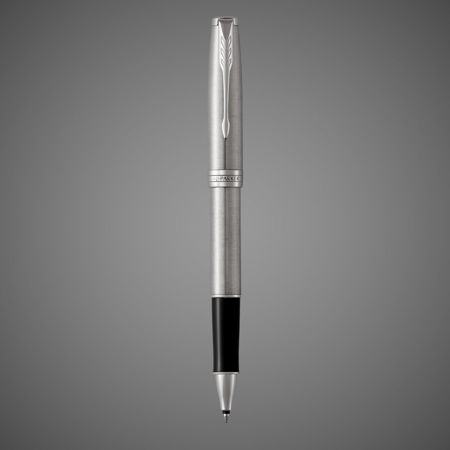 Ручка роллер Parker Sonnet Stainless Steel CT, стержень: F, цвет чернил: black, в подарочной упаковке, Металлы: латунь, нержавеющая сталь, палладий