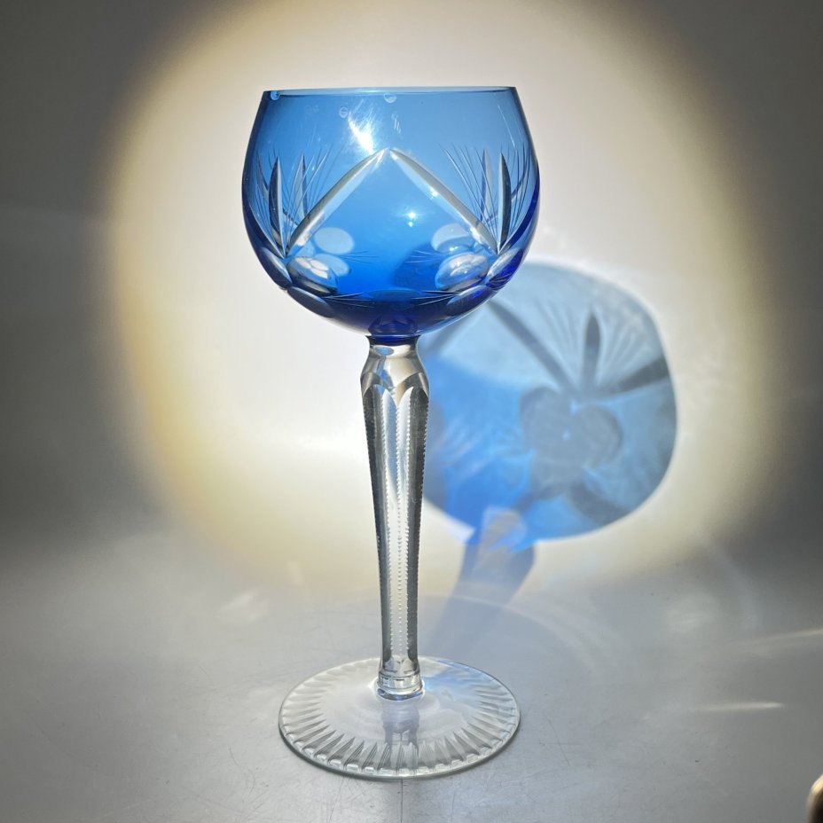 Фужер с резным декором в виде винограда, хрусталь, алмазная грань, Германия, 1970-1990 гг.