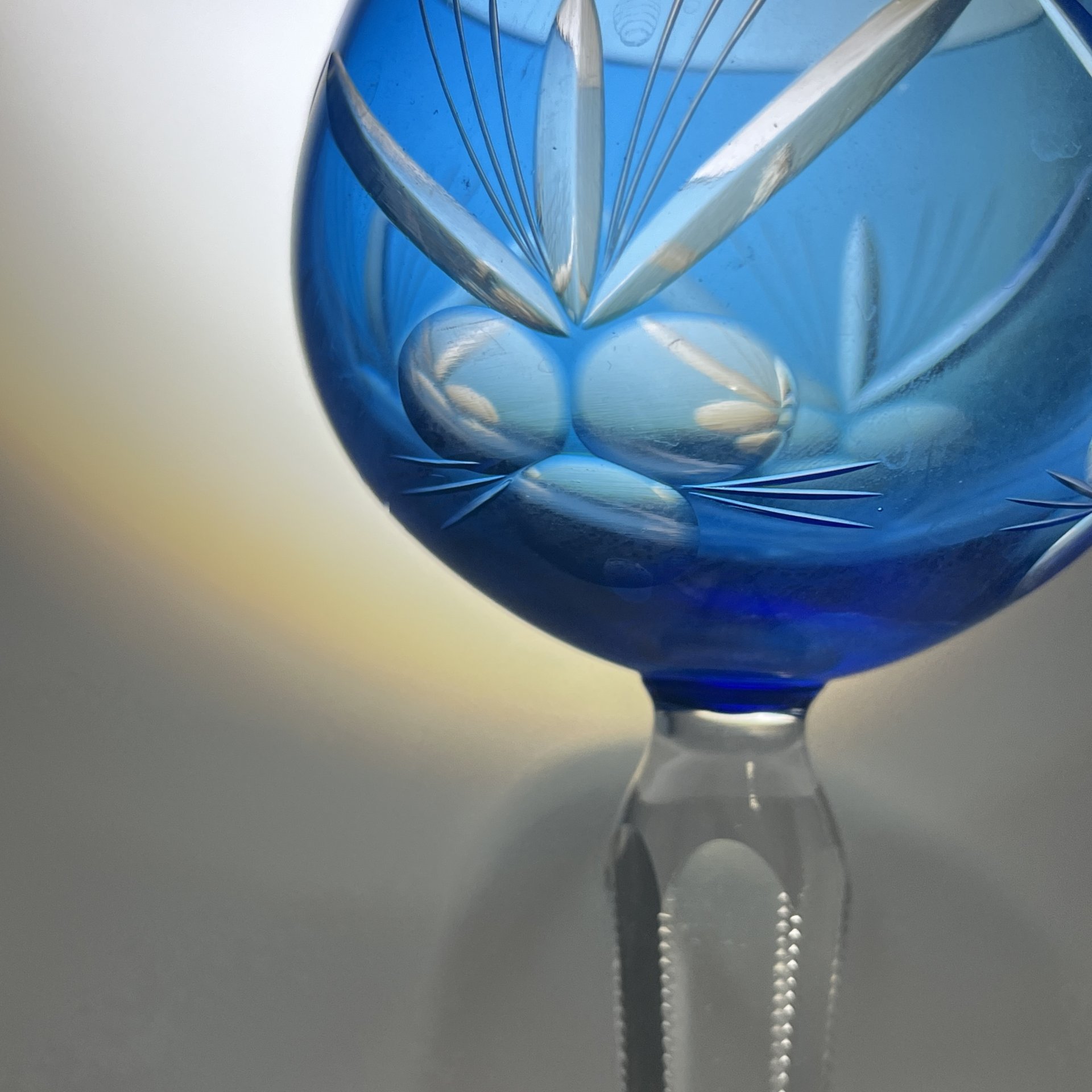 Фужер с резным декором в виде винограда, хрусталь, алмазная грань, Германия, 1970-1990 гг.