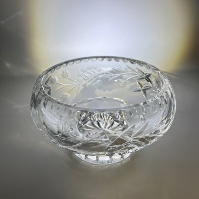 Ваза (орешница), украшенная растительным декором, хрусталь, алмазная грань, Европа, 1970-1990 гг.
