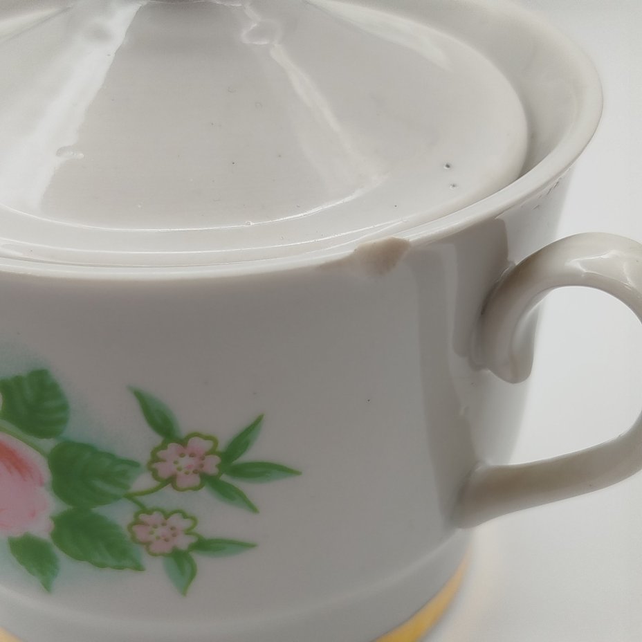 Сервиз кофейный с декором в виде роз на 6 персон (15 предметов), фарфор, деколь, золочение, Добрушский фарфоровый завод, СССР, 1978-1991 гг.