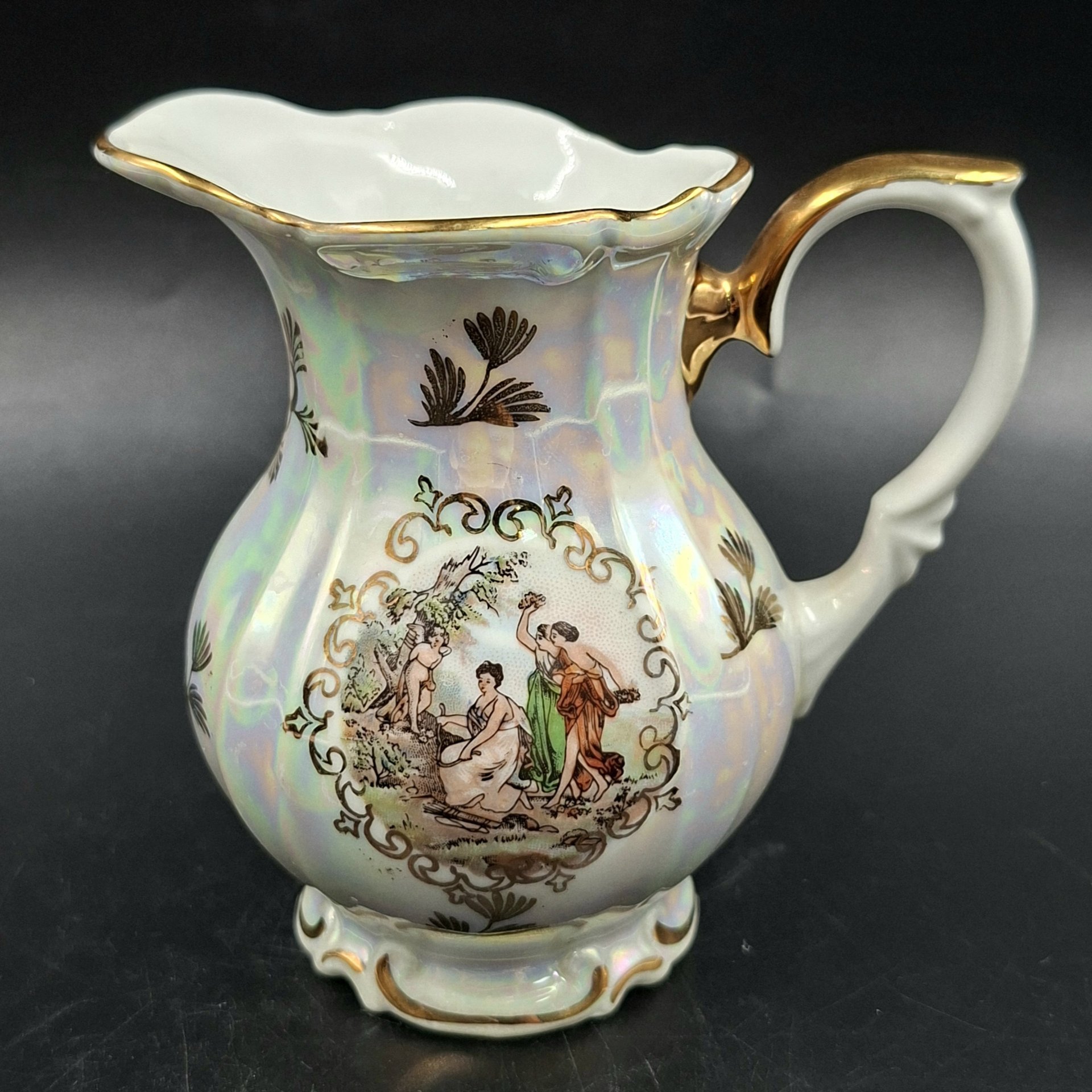 Молочник из сервиза "Мадонна", фарфор, деколь, люстр, золочение, Kahla, ГДР, 1960-1990 гг.