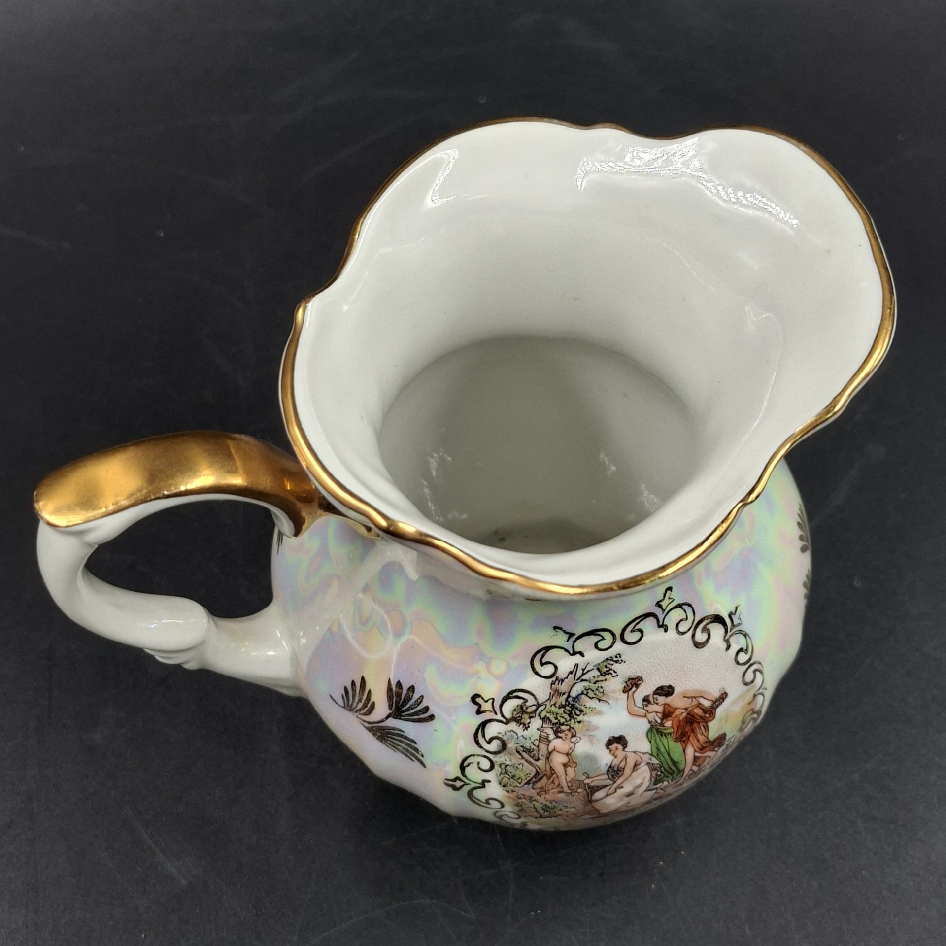 Молочник из сервиза "Мадонна", фарфор, деколь, люстр, золочение, Kahla, ГДР, 1960-1990 гг.