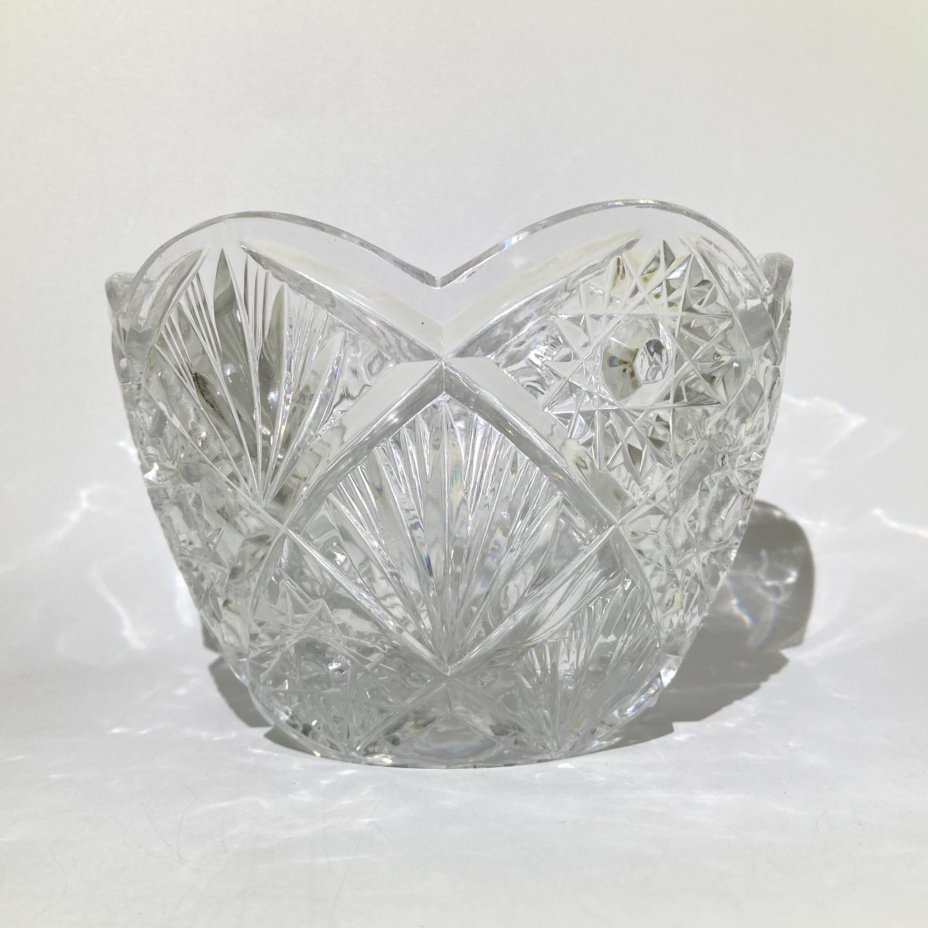 Салатник с резным декором, хрусталь, алмазная грань, СССР, 1970-1990 гг.