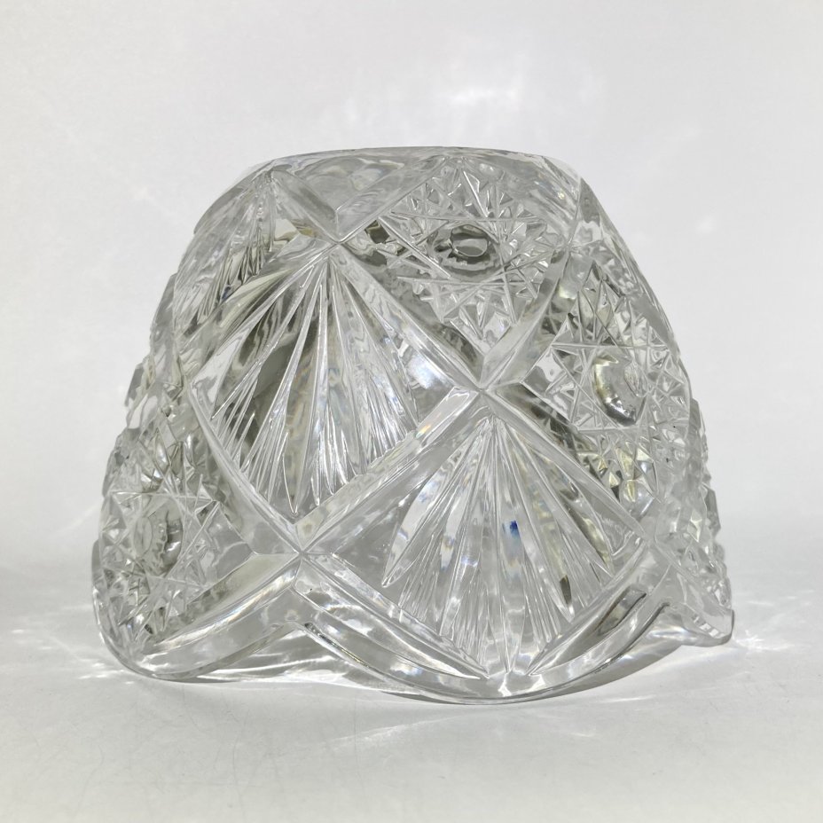 Салатник с резным декором, хрусталь, алмазная грань, СССР, 1970-1990 гг.