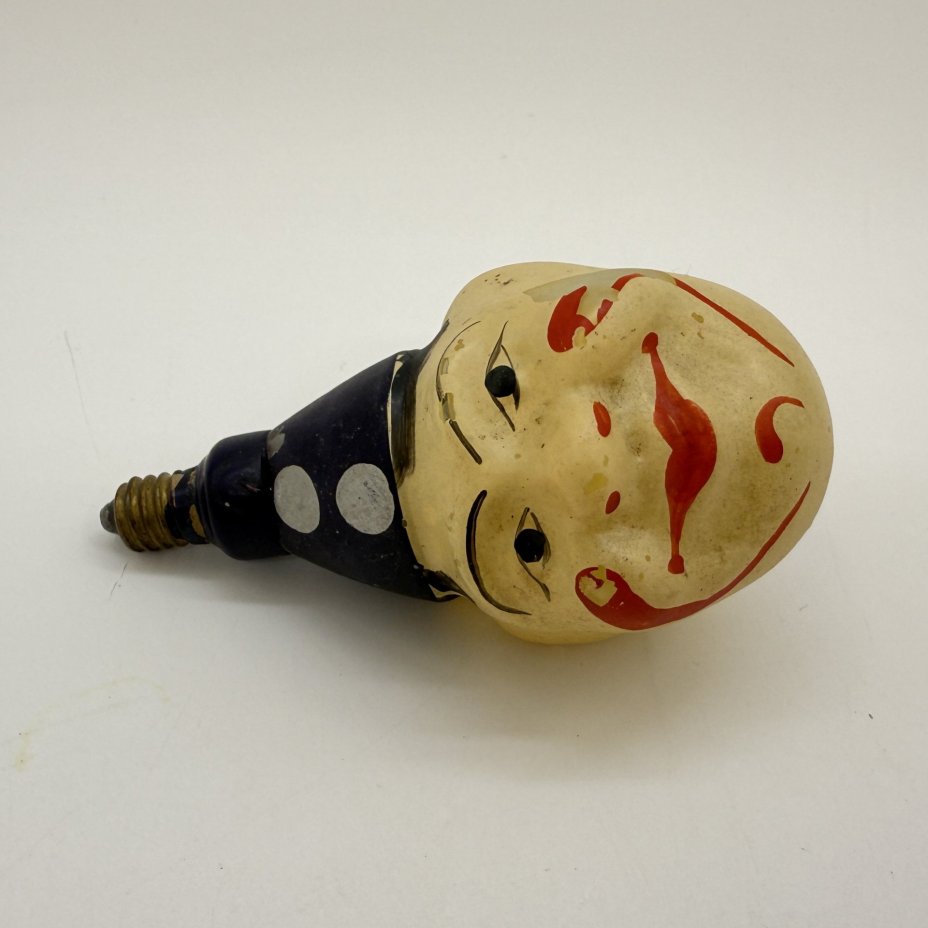 Ёлочная игрушка "Клоун", стекло, роспись, металл, ГДР, 1950-1970 гг.