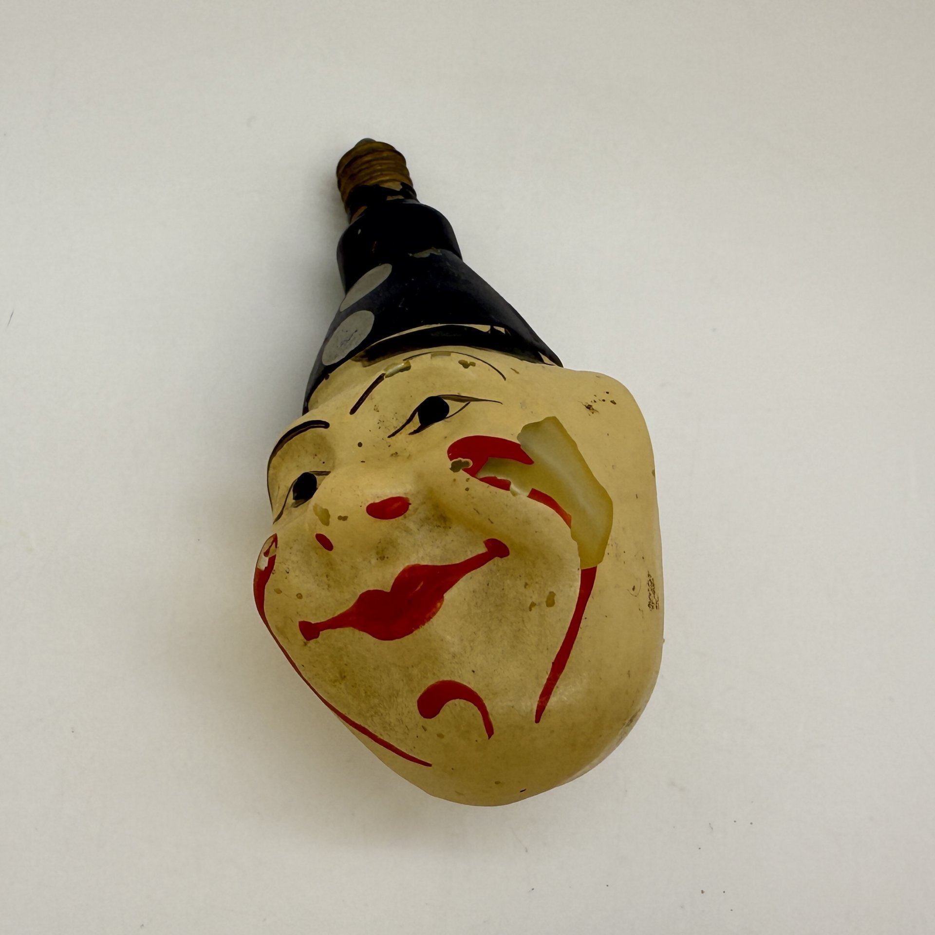 Ёлочная игрушка "Клоун", стекло, роспись, металл, ГДР, 1950-1970 гг.
