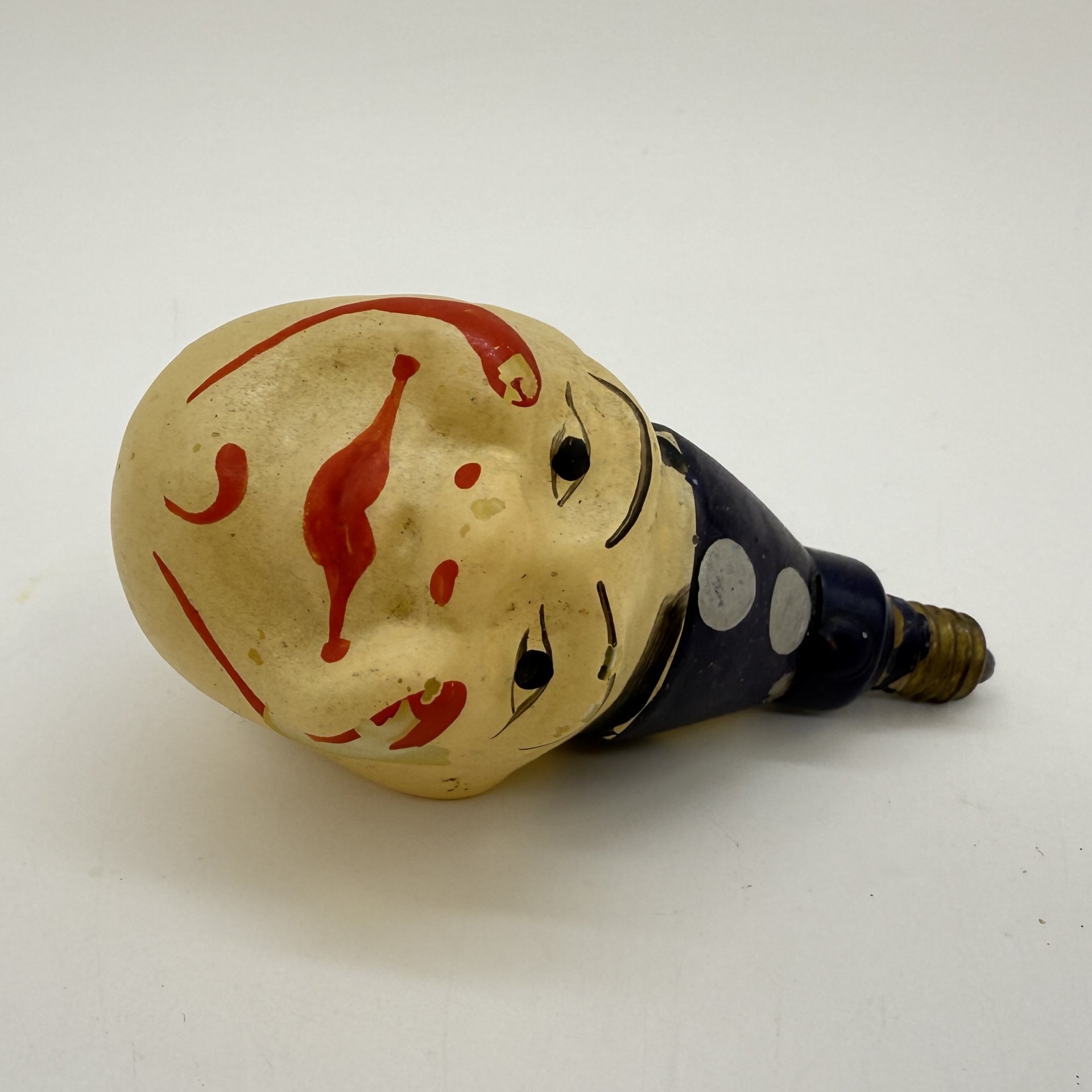 Ёлочная игрушка "Клоун", стекло, роспись, металл, ГДР, 1950-1970 гг.