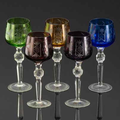 Набор разноцветных бокалов для вина на 5 персон, Lausitzer Glas