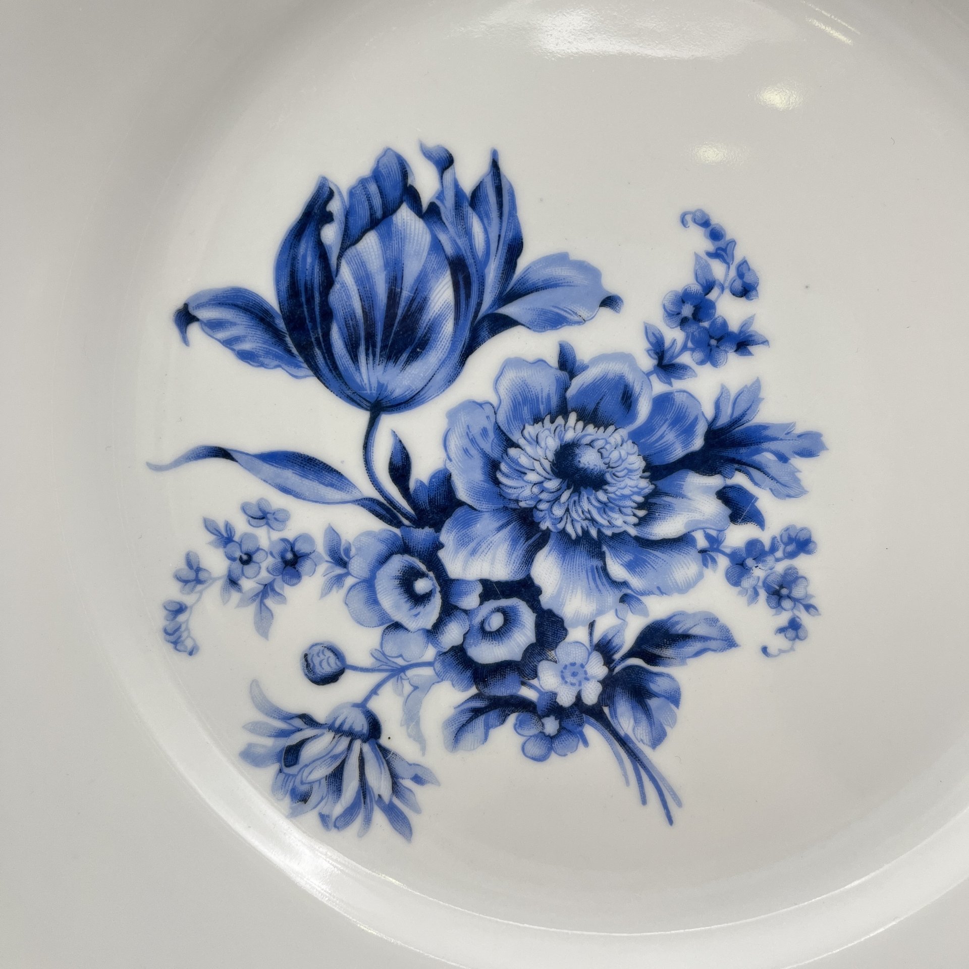 Набор из 6-ти обеденных тарелок с декором в виде синих цветов