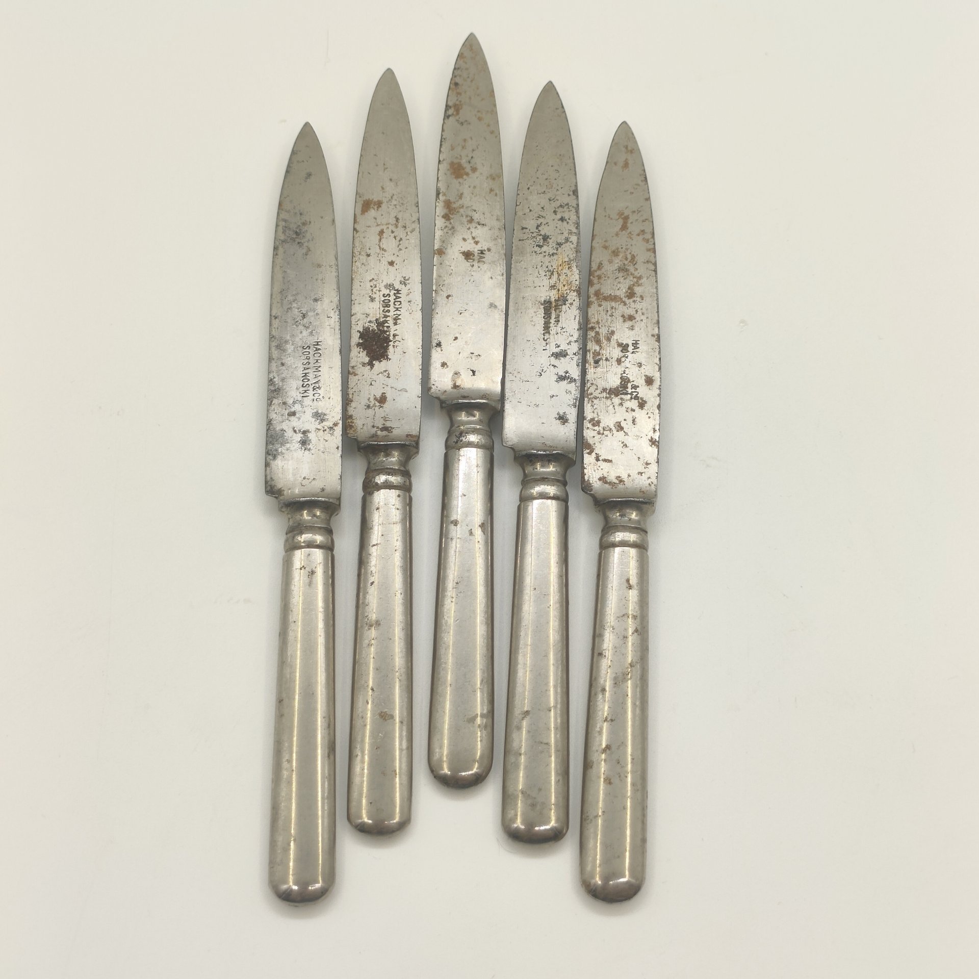 Набор из 5-ти фруктовых ножей, сталь, Hackman Sorsakoski, Финляндия, 1890-1917 гг.