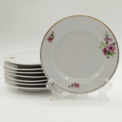 Набор пирожковых тарелок с цветочным декором на 8 персон