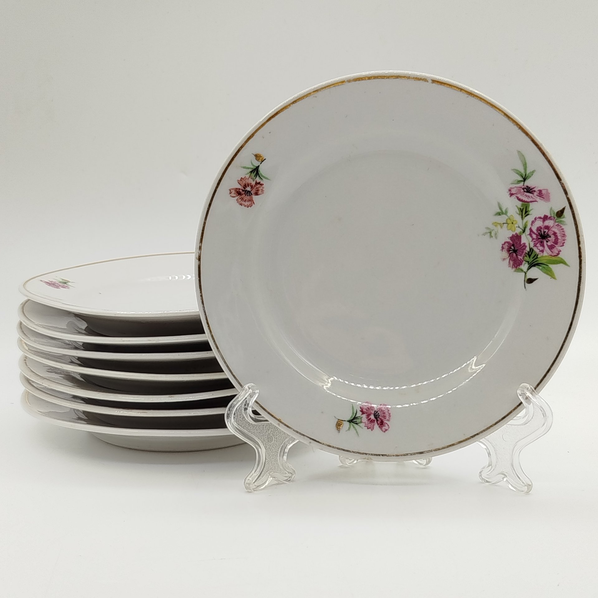 Набор пирожковых тарелок с цветочным декором на 8 персон