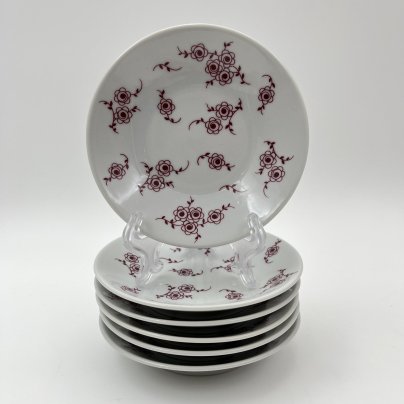 Набор розеток с цветочным декором на 6 персон, фарфор, деколь, Lichte Porzellan (Лихте), ГДР, 1966-1985 гг.