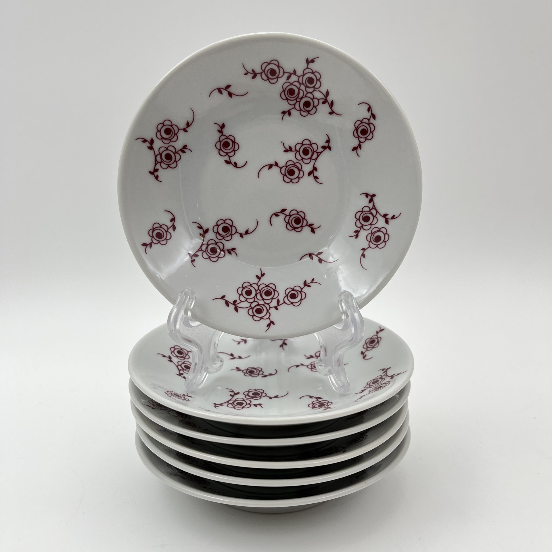 Набор розеток с цветочным декором на 6 персон, фарфор, деколь, Lichte Porzellan (Лихте), ГДР, 1966-1985 гг.