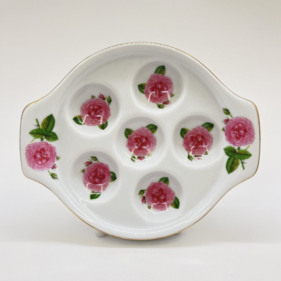 Блюдо пасхальное на 6 яиц, украшенное изображением цветов, Royal Porcelain England Collection, хрусталь, деколь, золочение, Азия, 2010-2020 гг.