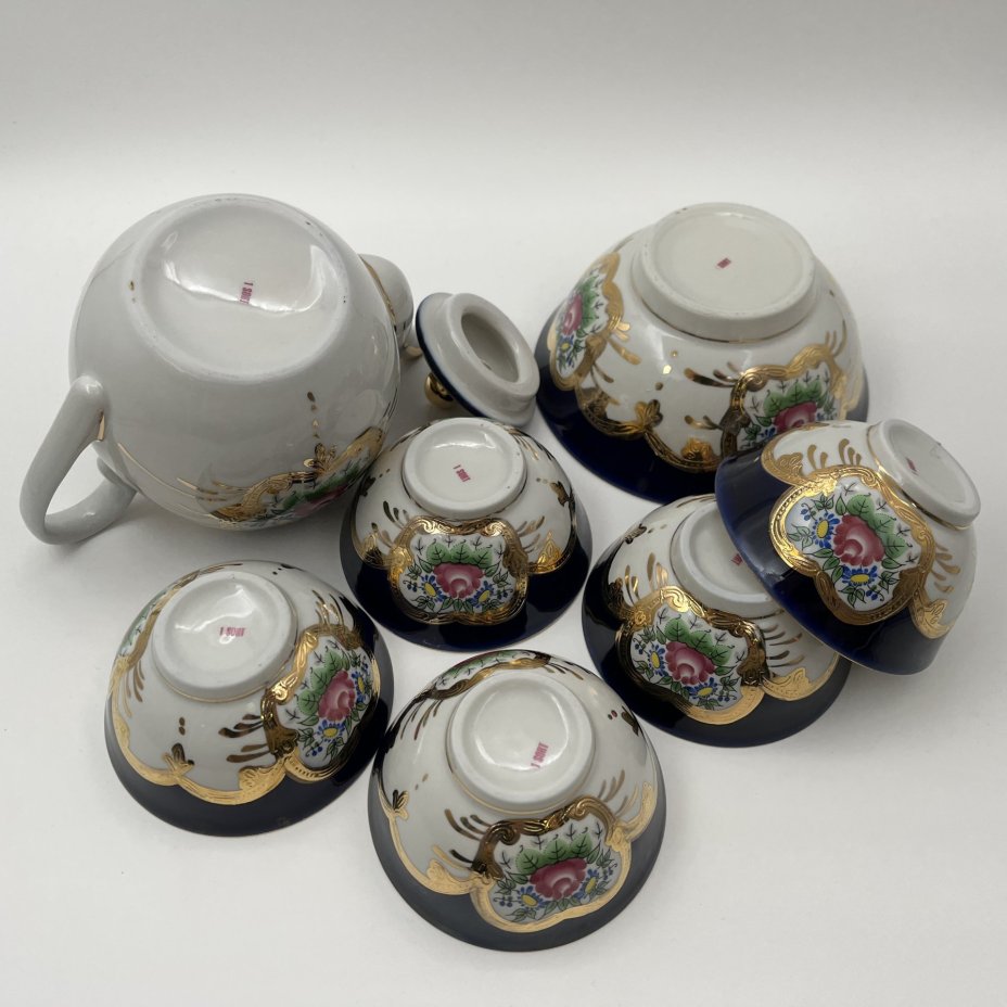 Набор чайный с цветочным декором на 5 персон (9 предметов)