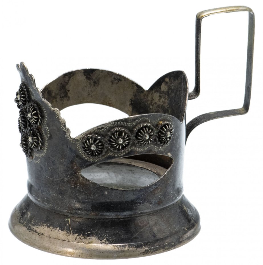 Подстаканник "Бусины малые", мельхиор, литье, СССР, 1970-1980 гг.