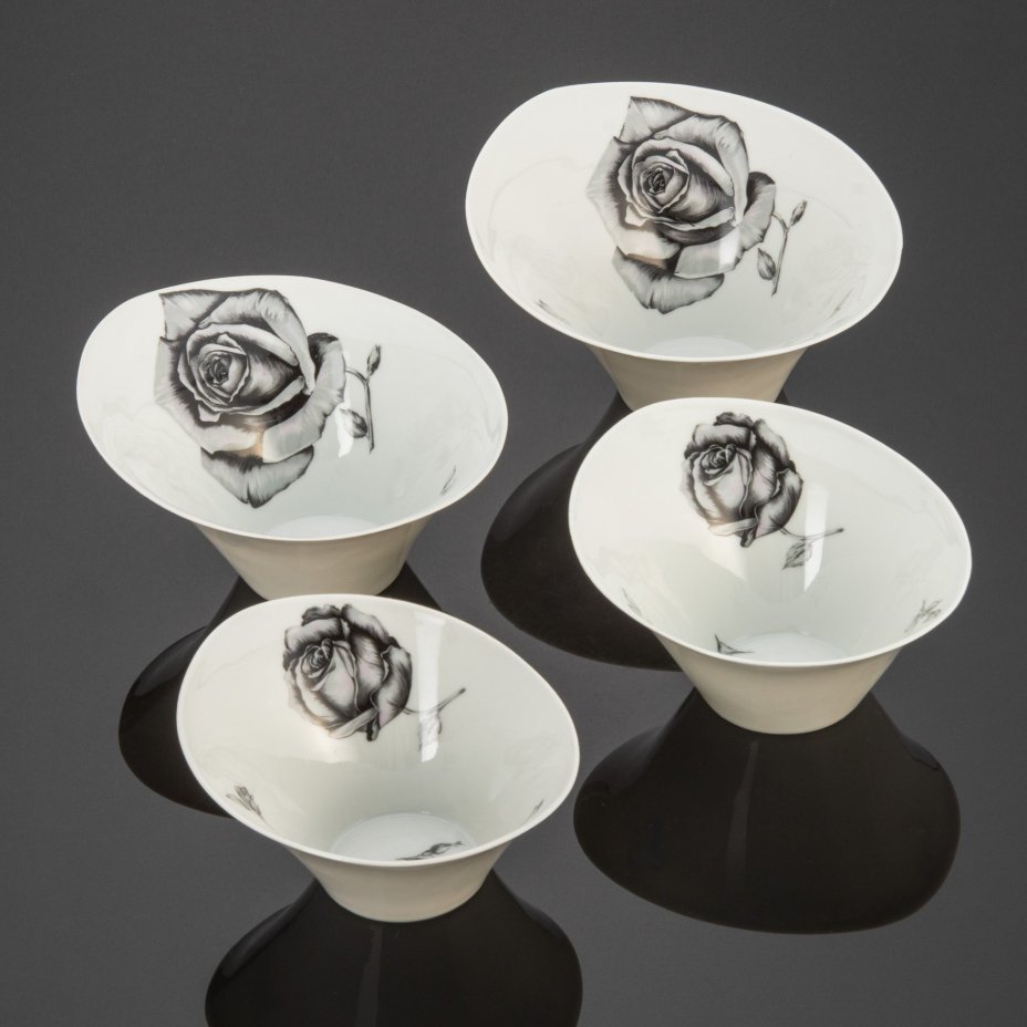Набор пиал "La Rose Noire (Черная роза)", Singer Limoges Porcelaines