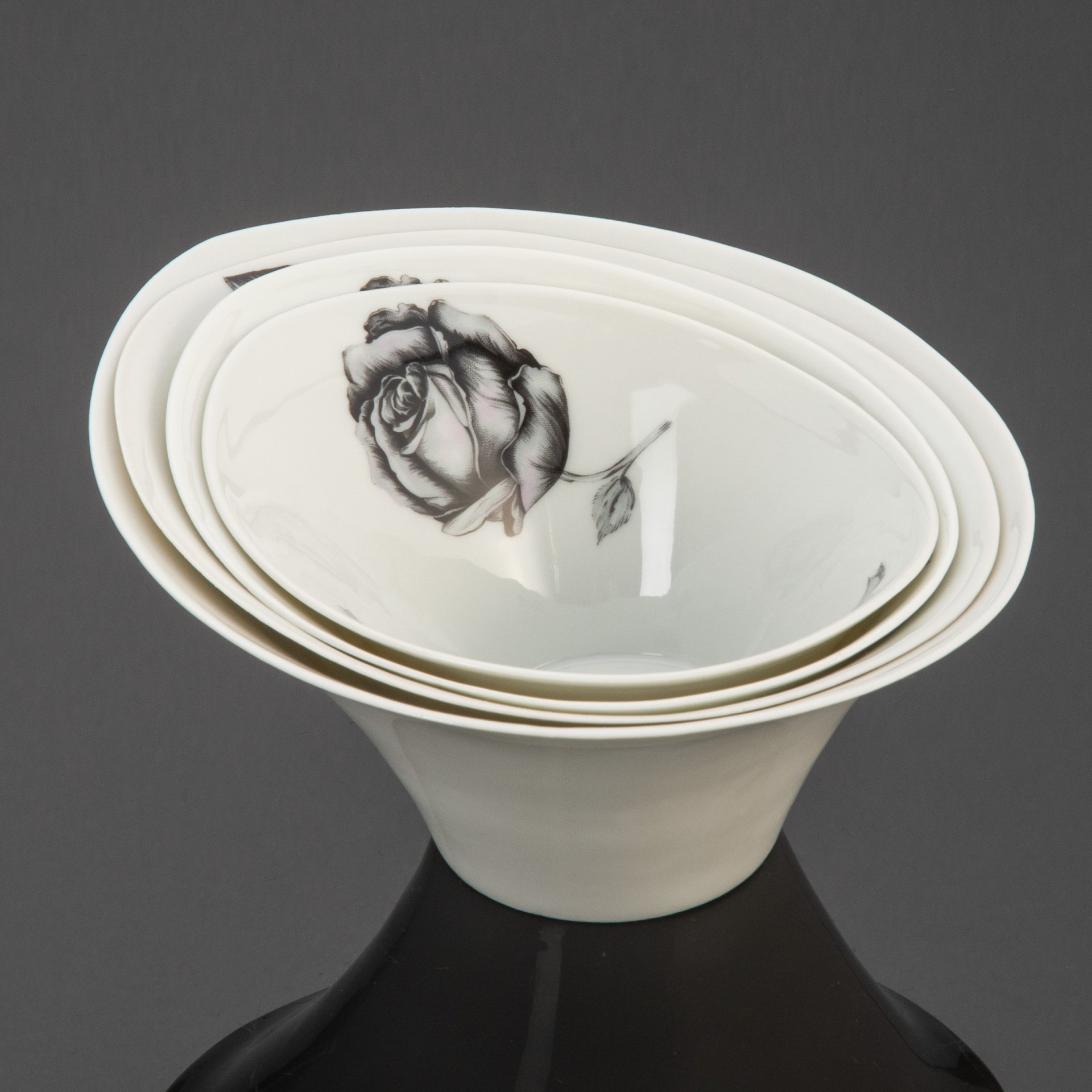 Набор пиал "La Rose Noire (Черная роза)", Singer Limoges Porcelaines