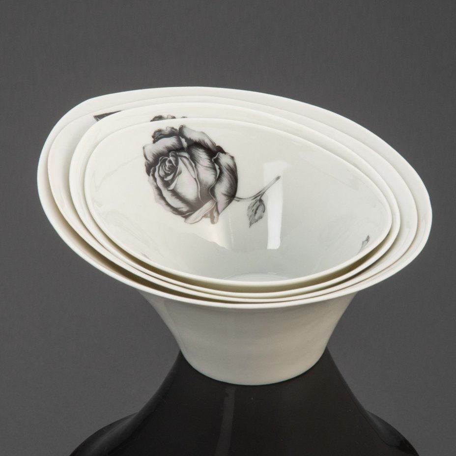 Набор пиал "La Rose Noire (Черная роза)", Singer Limoges Porcelaines
