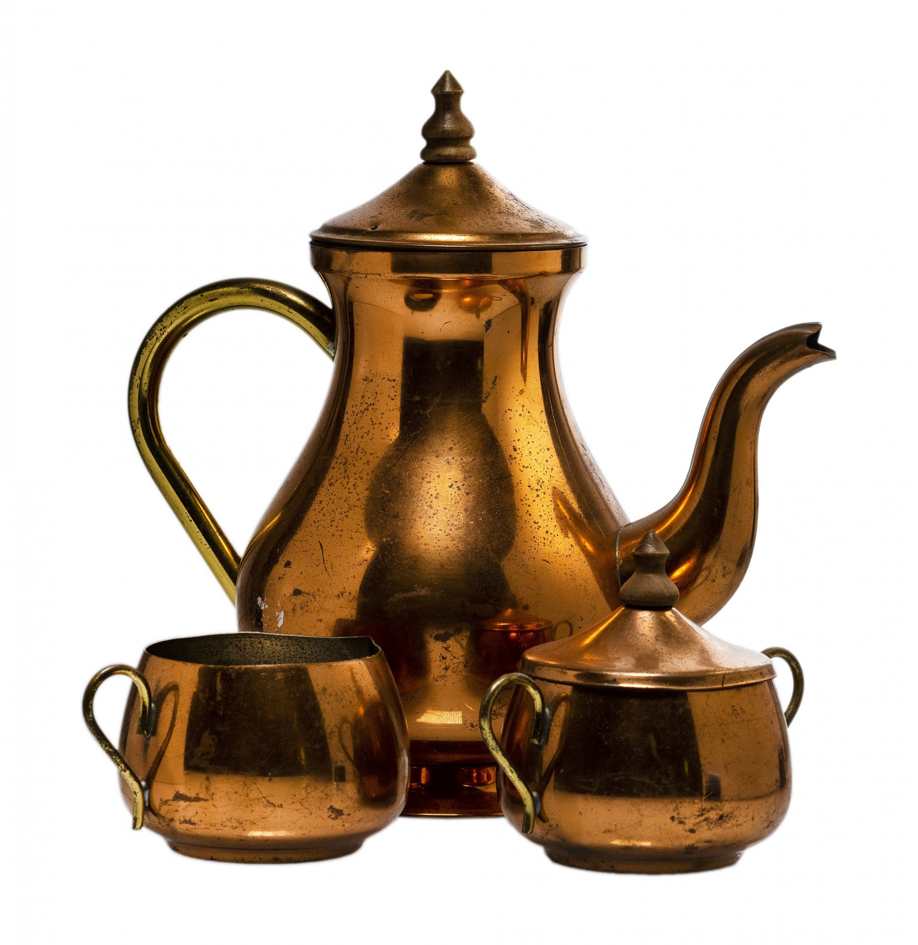 Набор кофейный из 3-х предметов (кофейник, сахарница, молочник), медь, Португалия, 1970-1990 гг.