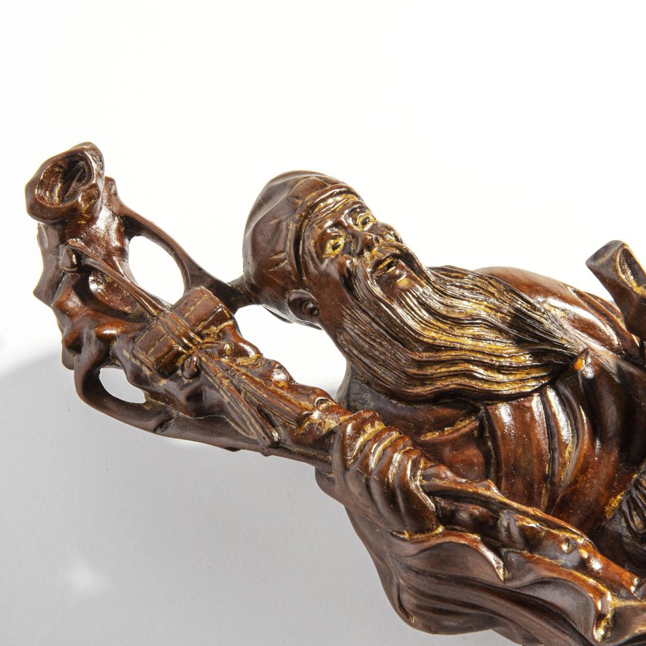 Статуэтка "Шоу-Син", дерево, резьба, тонировка, лак, Китай, 1950-1960 гг., Китай