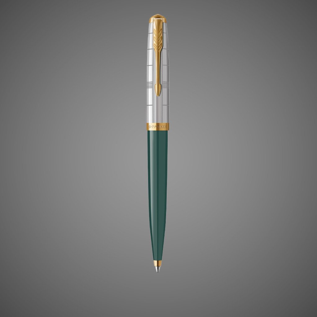 Шариковая ручка Parker 51 Premium Forest Green GT стержень: M, цвет чернил: black, в подарочной упаковке., Металлы: нержавеющая сталь, позолота, смола