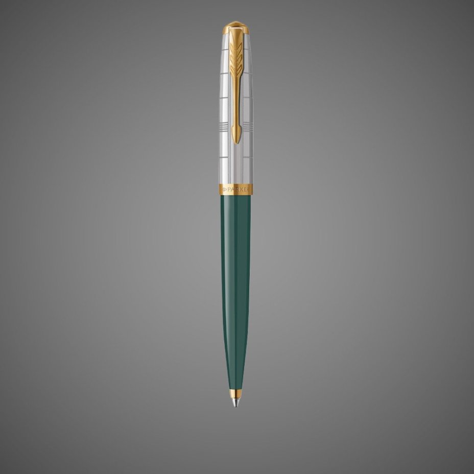 Шариковая ручка Parker 51 Premium Forest Green GT стержень: M, цвет чернил: black, в подарочной упаковке., Металлы: нержавеющая сталь, позолота, смола