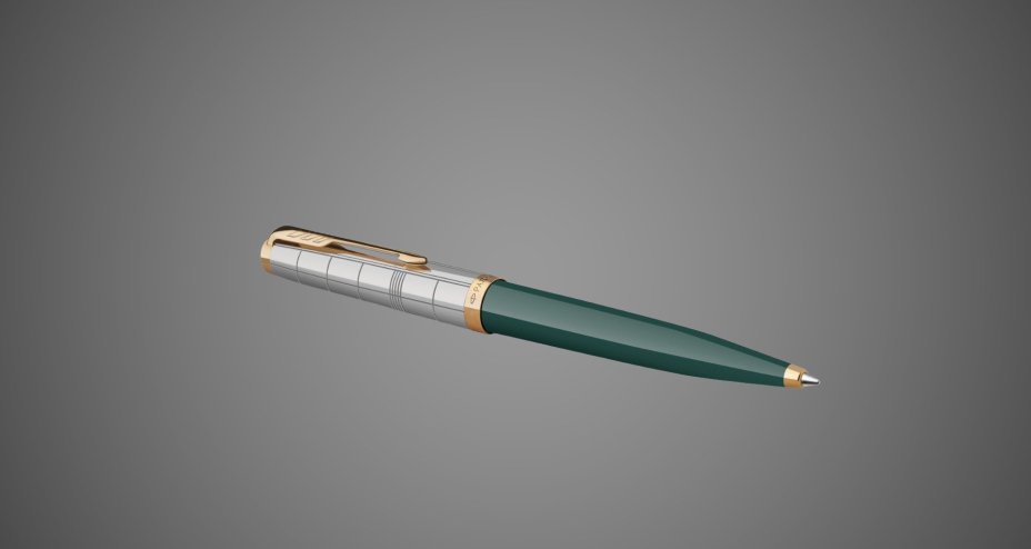 Шариковая ручка Parker 51 Premium Forest Green GT стержень: M, цвет чернил: black, в подарочной упаковке., Металлы: нержавеющая сталь, позолота, смола