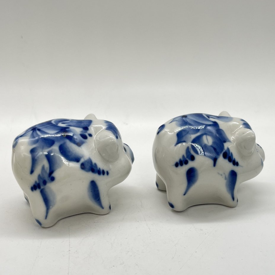 Набор для специй "Хрюшки" из солонки и перечницы, Гжель