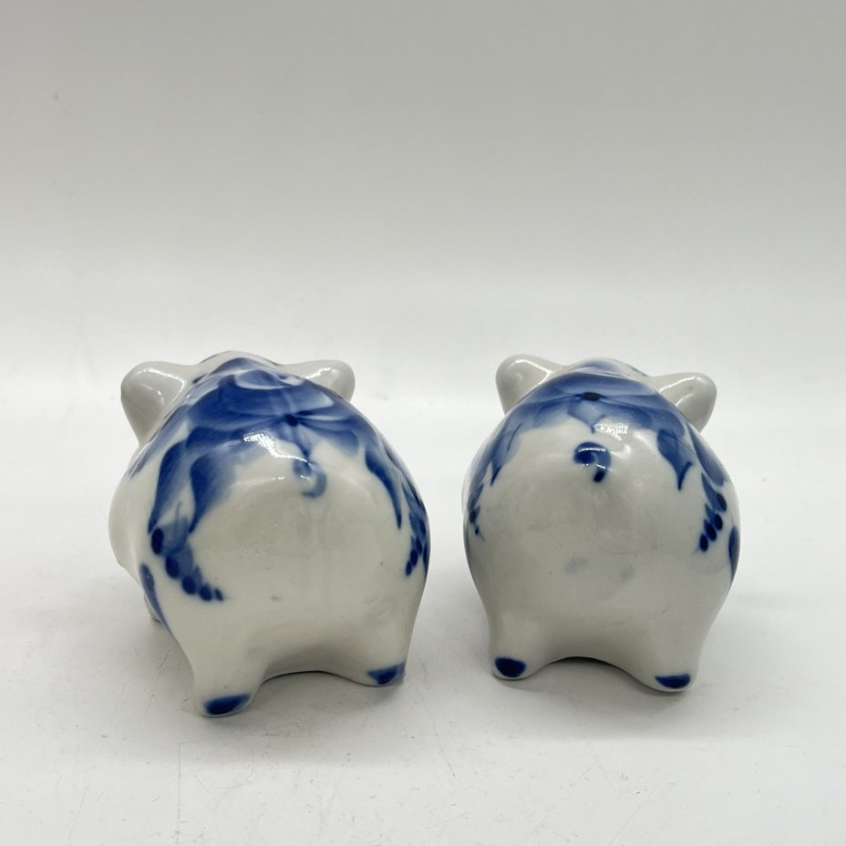 Набор для специй "Хрюшки" из солонки и перечницы, Гжель