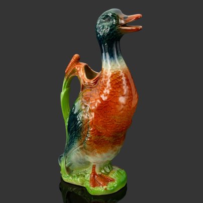 Кувшин для напитков в виде утки Saint Climent, фаянс, роспись, глазурь, Франция, 1920-1930 гг.