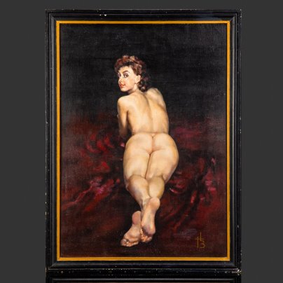 [Ню] Картина "Оксана" с изображением обнаженной девушки (в раме), художник Змитрович Г.В.