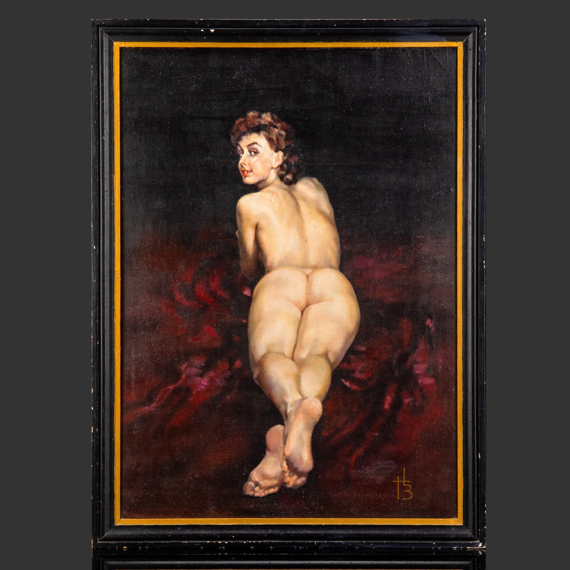 [Ню] Картина "Оксана" с изображением обнаженной девушки (в раме), художник Змитрович Г.В.