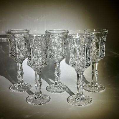 Набор рюмок с рельефным декором на пять персон, хрусталь, Россия, 1980-2000 гг.
