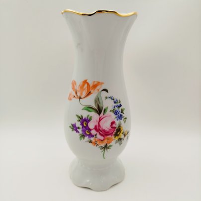 Ваза вытянутой формы "Мейсенский букет", фарфор, деколь, золочение, Carlsbad, Чехия, 1990-2000 гг.