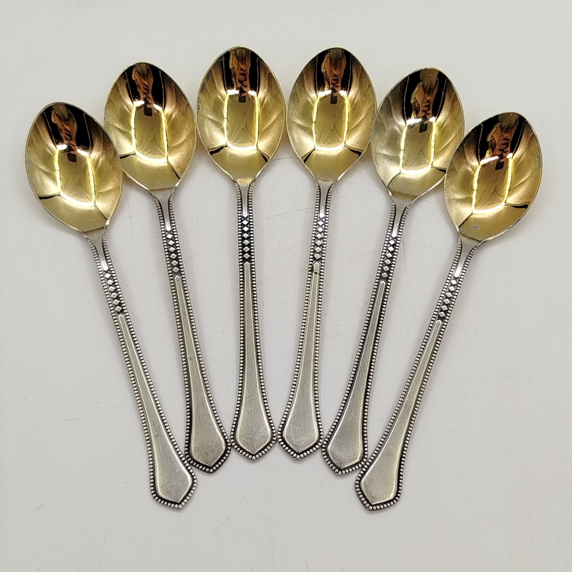 Набор чайных ложек на 6 персон, мНЦ (медь-никель-цинк), золочение, СССР, 1970-1990 гг.