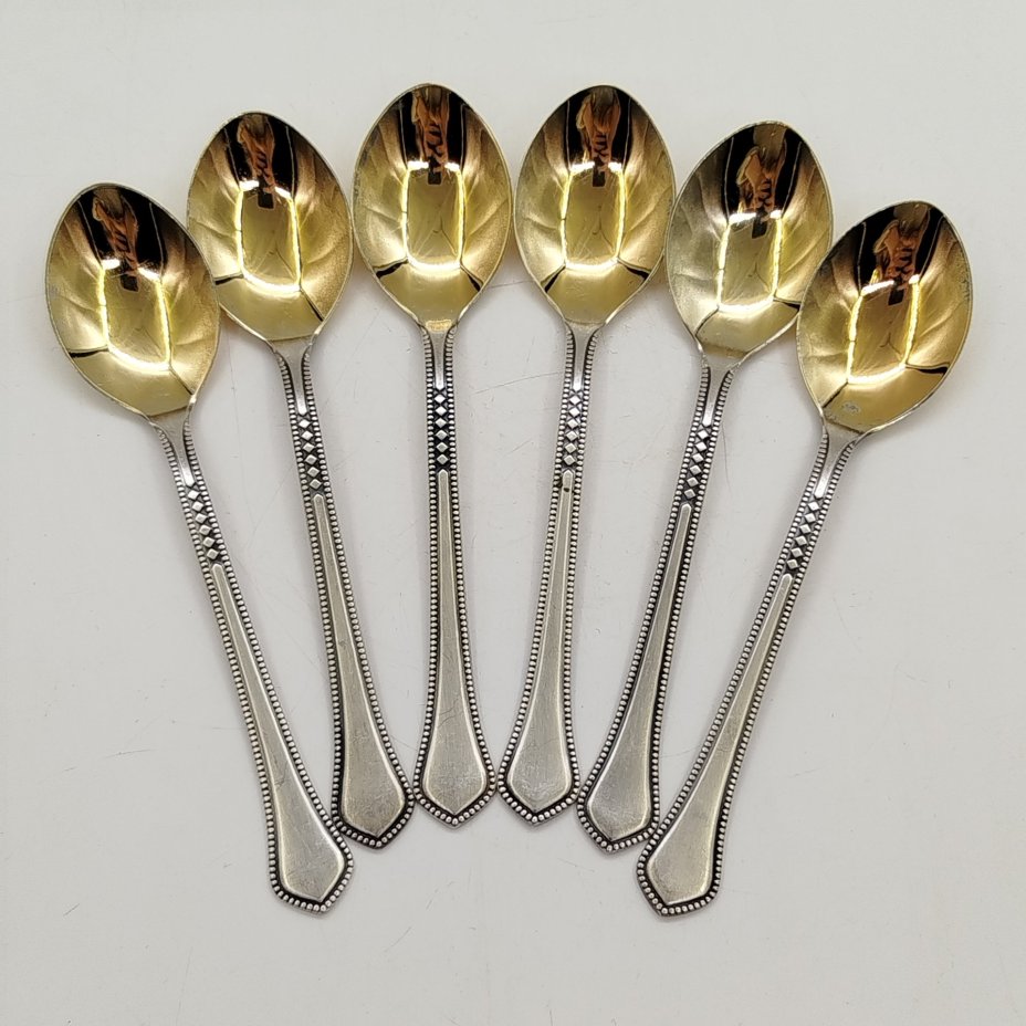 Набор чайных ложек на 6 персон, мНЦ (медь-никель-цинк), золочение, СССР, 1970-1990 гг.
